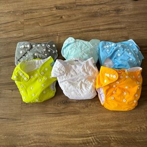 Alva baby cloth pocket diapers set 6 colorful
